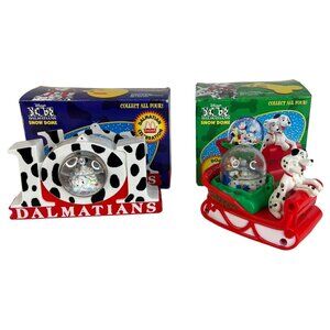 1996 McDonalds Disney 101 Dalmatians Christmas Ornaments Snow Globe Dome Vintage